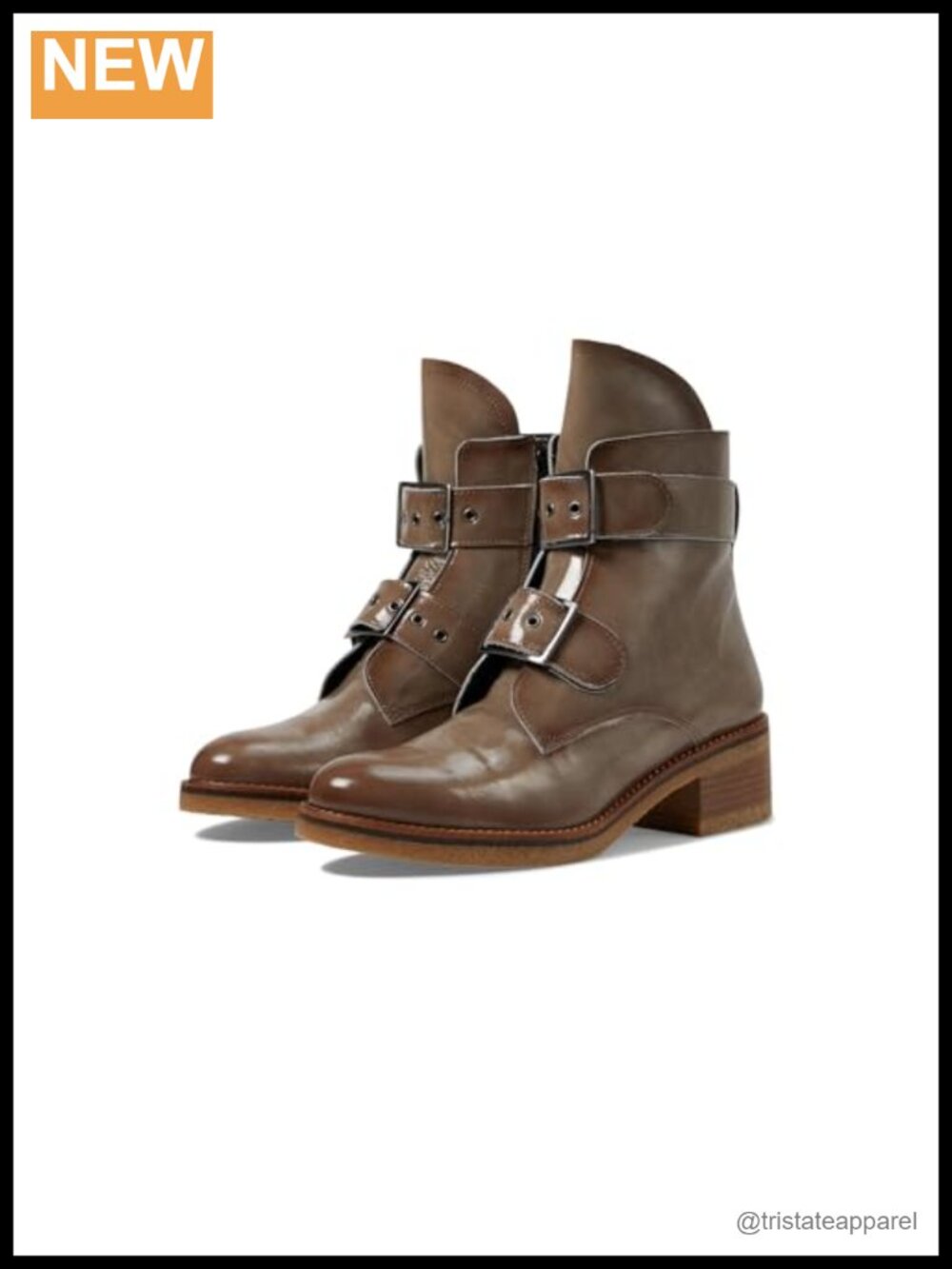 Patent Leather Ankle Bootie with Block Heel and Inside Zip